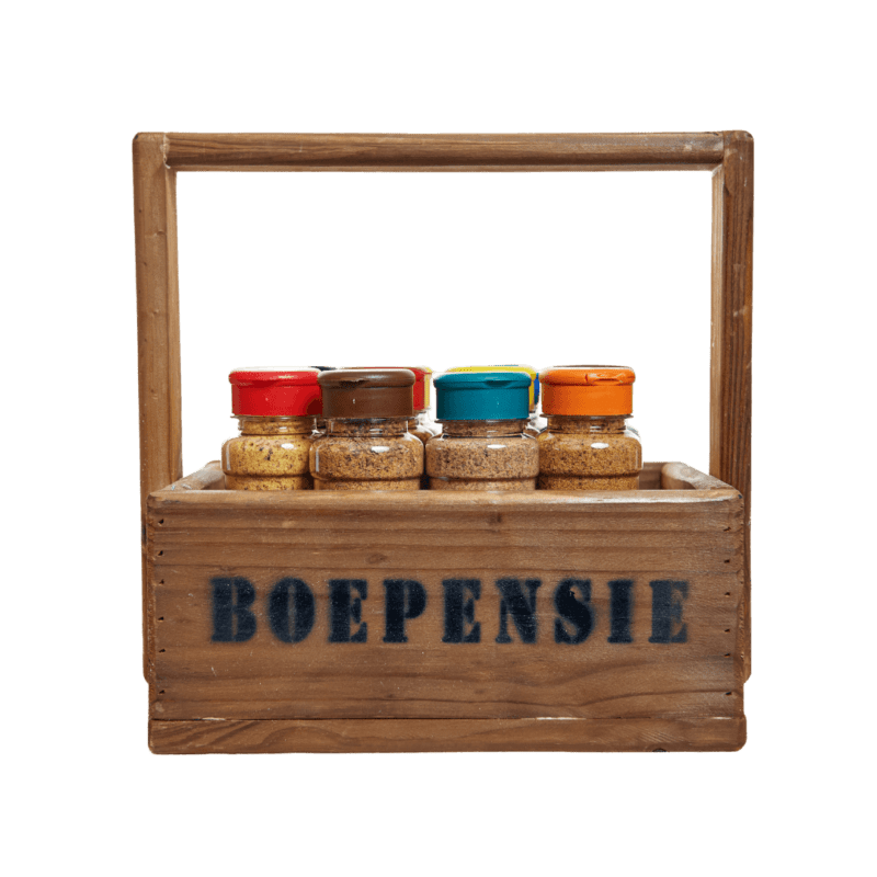 Boepensie Big Wooden Holder with 10 x 200ml Spices