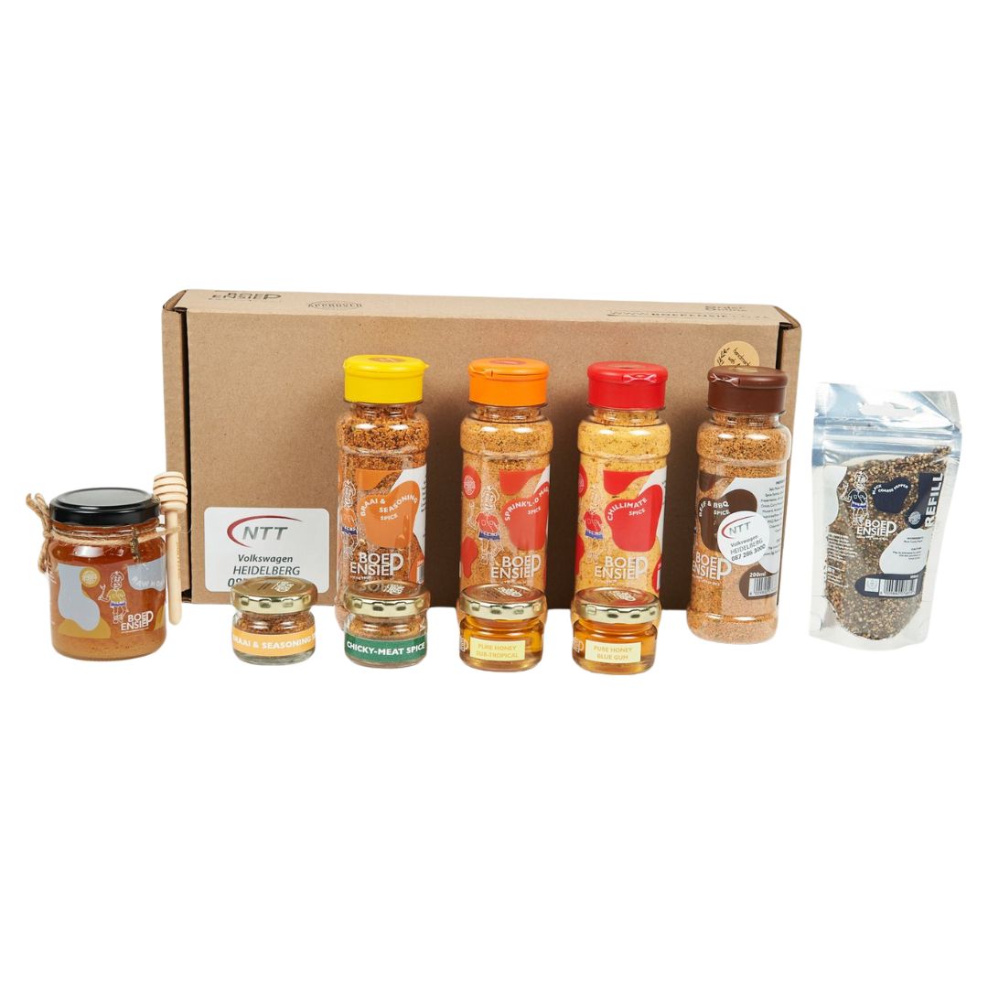 Gift box with 4 200ml spices, 100ml Refill, 125ml Honey and 4x 28ml Honey testers