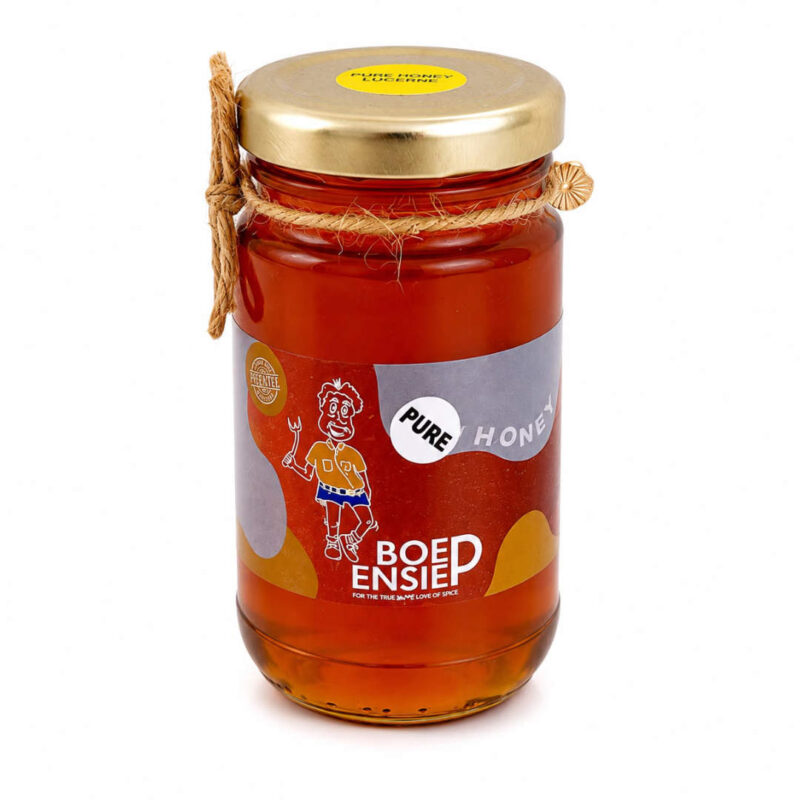 Lucerne Pure Honey 500g jar from Boepensie